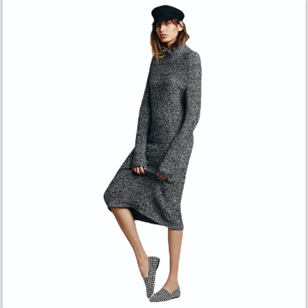 NWT Free People mock neck long sleeve wool blended midi dress Sz XS